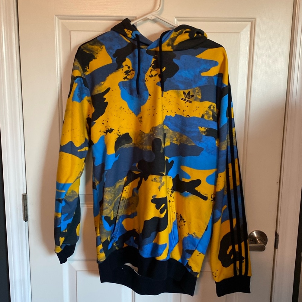 Men’s Adidas multi color Camo hooded sweatshirt